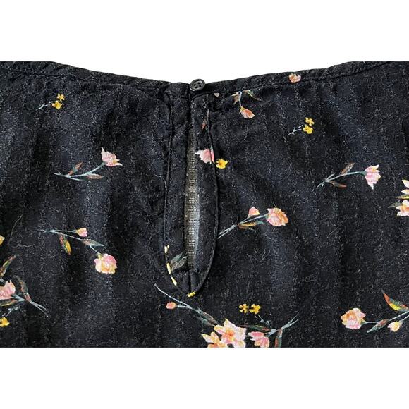 BUFFALO DAVID BITTON CAP SLEEVE BLOUSE, WOMEN, 3X, BLACK W/PINK & YELLOW FLOWERS - Picture 6 of 12